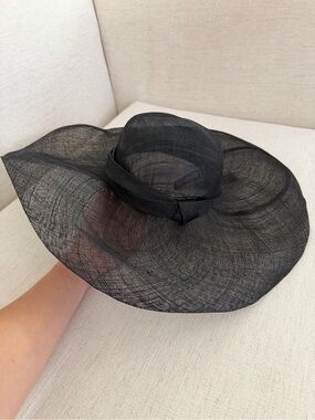 Black Wide Brim Dress Hat Size S